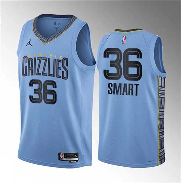 Mens Memphis Grizzlies #36 Marcus Smart Blue 2023 Draft Statement Edition Stitched Basketball Jersey->memphis grizzlies->NBA Jersey